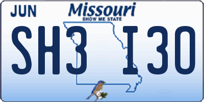 MO license plate SH3I3O