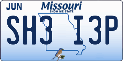 MO license plate SH3I3P