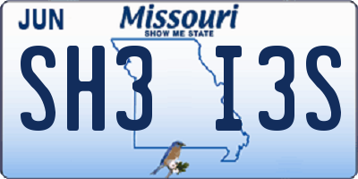 MO license plate SH3I3S