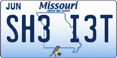 MO license plate SH3I3T