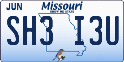 MO license plate SH3I3U