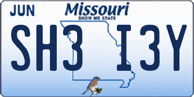 MO license plate SH3I3Y