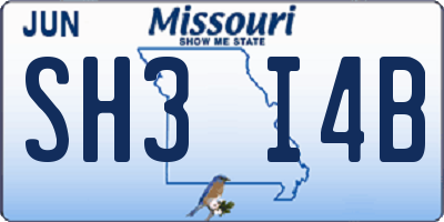 MO license plate SH3I4B