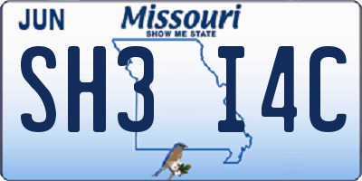 MO license plate SH3I4C