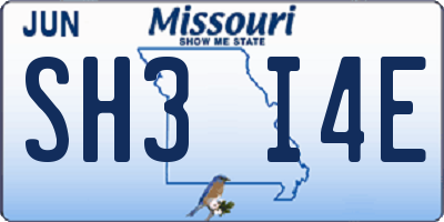 MO license plate SH3I4E