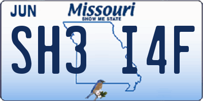 MO license plate SH3I4F