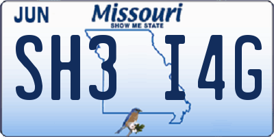 MO license plate SH3I4G