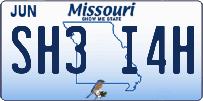 MO license plate SH3I4H