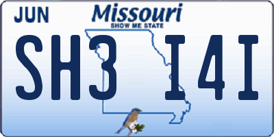 MO license plate SH3I4I