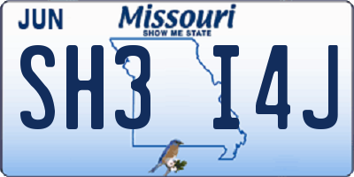 MO license plate SH3I4J