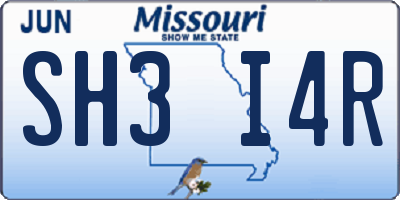 MO license plate SH3I4R