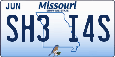 MO license plate SH3I4S