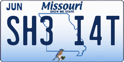 MO license plate SH3I4T