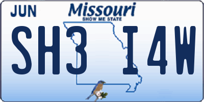 MO license plate SH3I4W