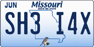 MO license plate SH3I4X