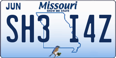 MO license plate SH3I4Z