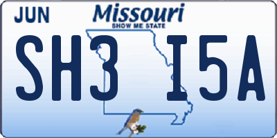 MO license plate SH3I5A