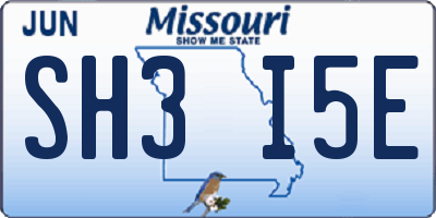 MO license plate SH3I5E