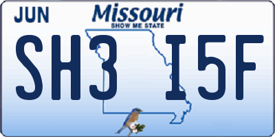 MO license plate SH3I5F