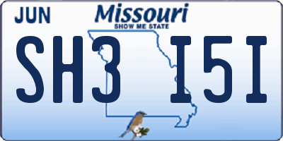 MO license plate SH3I5I