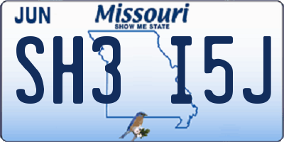 MO license plate SH3I5J