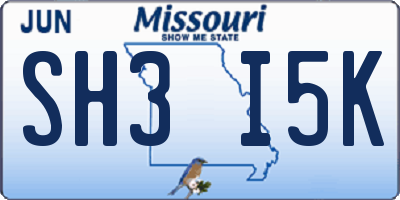 MO license plate SH3I5K