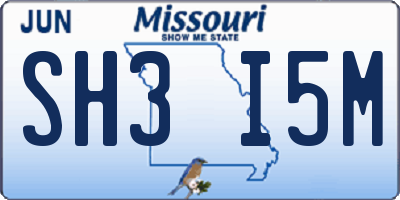 MO license plate SH3I5M