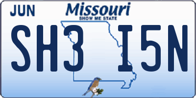 MO license plate SH3I5N