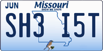 MO license plate SH3I5T