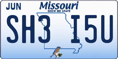 MO license plate SH3I5U