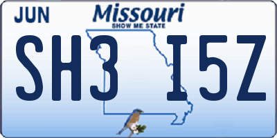 MO license plate SH3I5Z