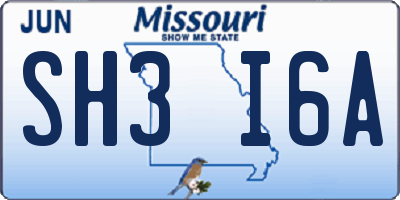 MO license plate SH3I6A