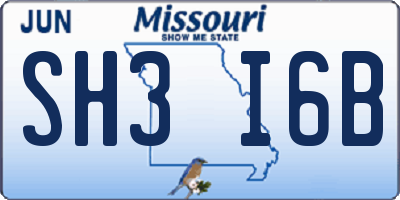 MO license plate SH3I6B