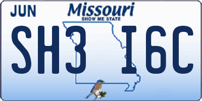 MO license plate SH3I6C
