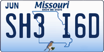 MO license plate SH3I6D