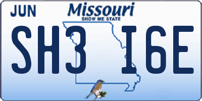 MO license plate SH3I6E