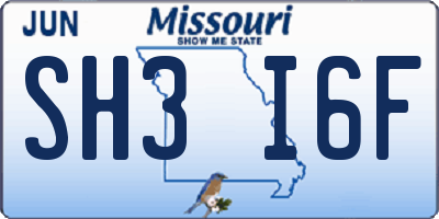 MO license plate SH3I6F