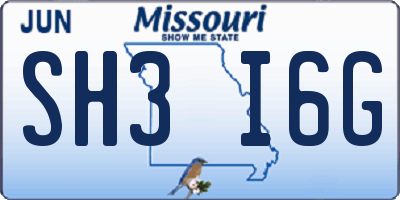 MO license plate SH3I6G
