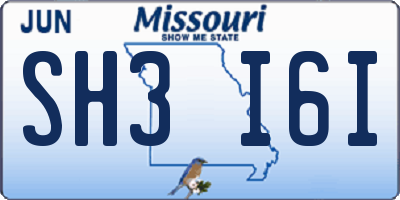 MO license plate SH3I6I