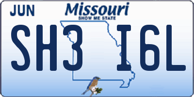 MO license plate SH3I6L