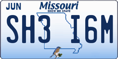 MO license plate SH3I6M