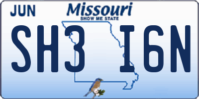 MO license plate SH3I6N