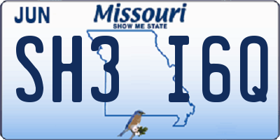 MO license plate SH3I6Q