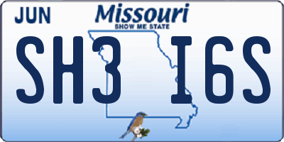 MO license plate SH3I6S