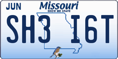 MO license plate SH3I6T