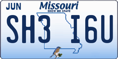 MO license plate SH3I6U