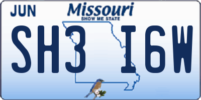 MO license plate SH3I6W