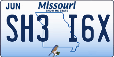 MO license plate SH3I6X