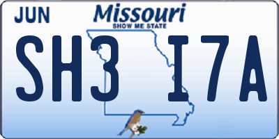 MO license plate SH3I7A