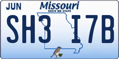 MO license plate SH3I7B